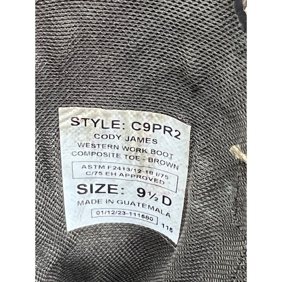 Cody James Mens Western Boot Square Toe 9.5 D(M) - Picture 7 of 7